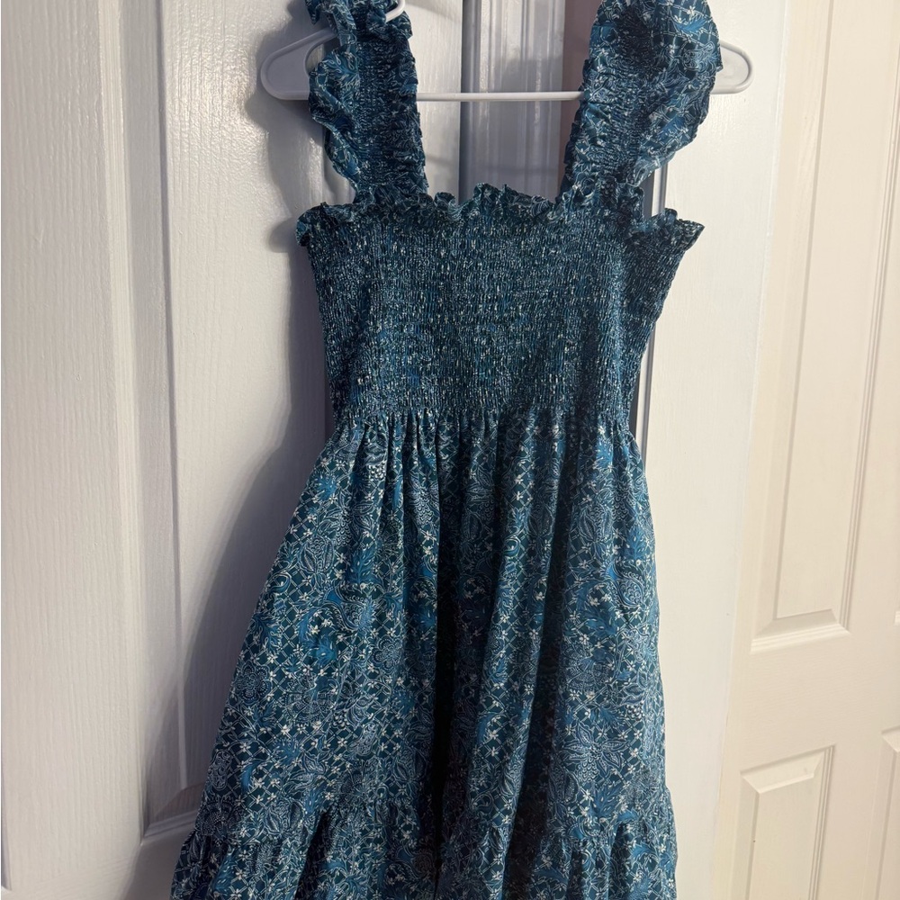 Hill House Blue Textured Casual Dress